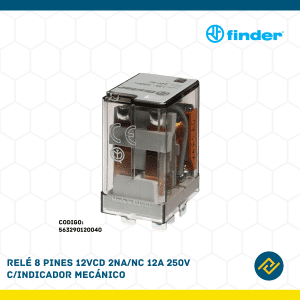 RELE 8 PINES 12VCD 2NA/NC 12A 250V C/INDICADOR MECANICO CODIGO: 563290120040