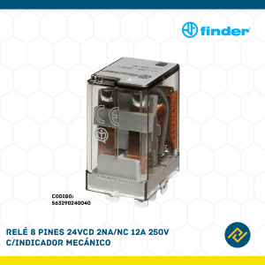 RELE 8 PINES 24VCD 2NA/NC 12A 250V C/INDICADOR MECANICO CODIGO: 563290240040