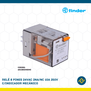 RELE 8 PINES 24VAC 2NA/NC 10A 250V C/INDICADOR MECANICO CODIGO: 601280240040