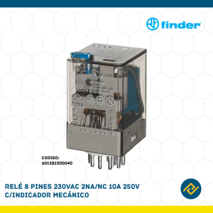RELE 8 PINES 230VAC 2NA/NC 10A 250V C/INDICADOR MECANICO CODIGO: 601282300040