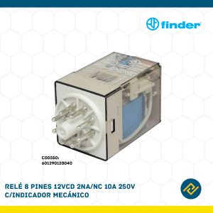 RELE 8 PINES 12VCD 2NA/NC 10A 250V C/INDICADOR MECANICO CODIGO: 601290120040