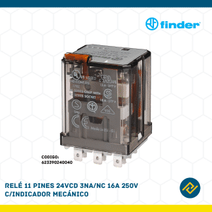 RELE 11 PINES 24VCD 3NA/NC 16A 250V C/INDICADOR MECANICO CODIGO: 623390240040
