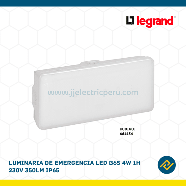 LUMINARIA DE EMERGENCIA LED B65 4W 1H 230V 350LM IP65 CODIGO: 661434