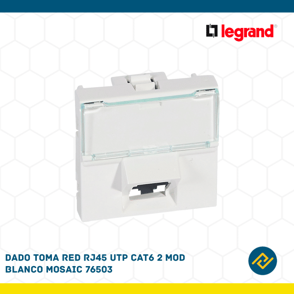 DADO TOMA RED RJ45 UTP CAT6 2 MOD BLANCO MOSAIC 76503