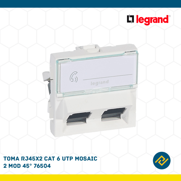 TOMA RJ45X2 CAT 6 UTP MOSAIC 2 MOD 45° 76504
