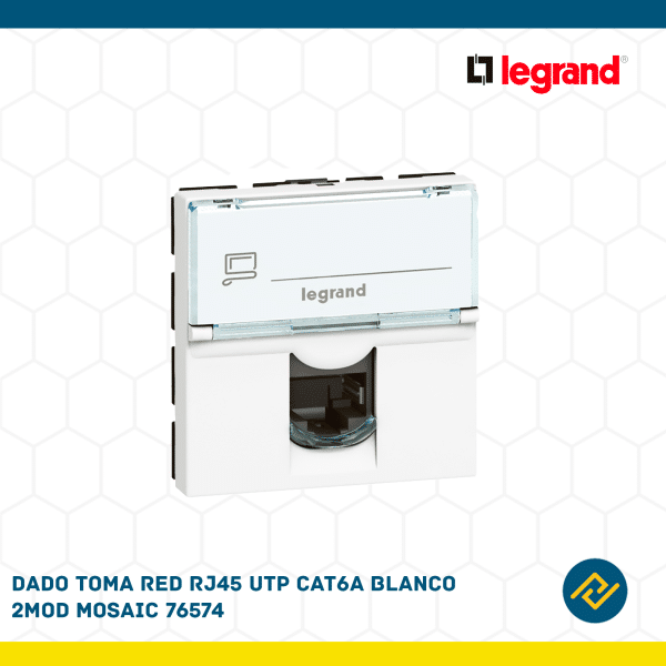 DADO TOMA RED RJ45 UTP CAT6A BLANCO 2MOD MOSAIC 76574