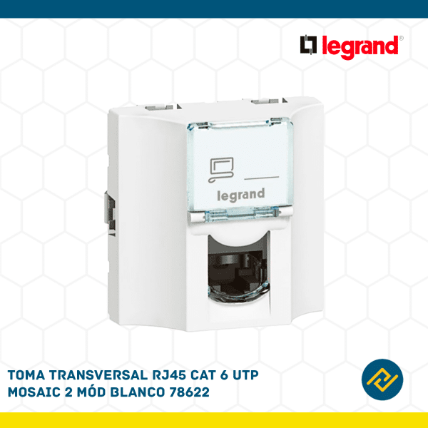 TOMA TRANSVERSAL RJ45 CAT 6 UTP MOSAIC 2 MOD BLANCO 78622