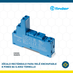 ZOCALO RECTANGULO PARA RELE ENCHUFABLE 8 PINES 8A S.4052 TORNILLO CODIGO: 9505SPA