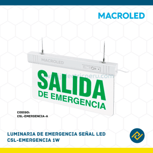 LUMINARIA DE EMERGENCIA SEÑAL LED CSL-EMERGENCIA 1W CODIGO: CSL-EMERGENCIA-A