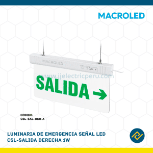 LUMINARIA DE EMERGENCIA SEÑAL LED CSL-SALIDA DERECHA 1W CODIGO: CSL-SAL-DER-A