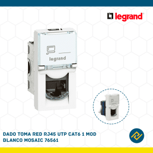 DADO TOMA RED RJ45 UTP CAT6 1 MOD BLANCO MOSAIC 76561