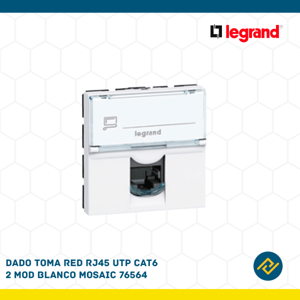 DADO TOMA RED RJ45 UTP CAT6 2 MOD BLANCO MOSAIC 76564