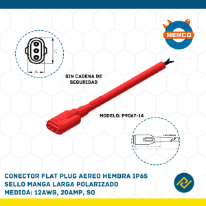 CONECTOR FLAT PLUG AEREO HEMBRA IP65 SELLO MANGA LARGA POLARIZADO 12AWG, 20AMP, SO MODELO: P9067-14