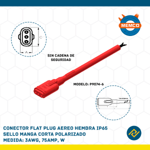 CONECTOR FLAT PLUG AEREO HEMBRA IP65 SELLO MANGA CORTA POLARIZADO 3AWG, 75AMP, W MODELO: P9074-6