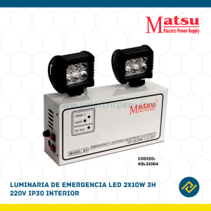 LUMINARIA DE EMERGENCIA LED 2X10W 3H 220V IP30 INTERIOR CODIGO: KSL21004