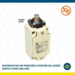 INTERRUPTOR DE POSICION C/PISTON DE ACERO CORTO CLB30 1MA+1NC CODIGO: LB30B