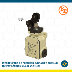 INTERRUPTOR DE POSICION C/BRAZO Y RODILLO TERMOPLASTICO CLB41 1NA+1NC CODIGO: LB41H