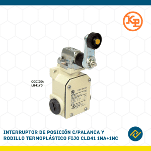 INTERRUPTOR DE POSICION C/PALANCA Y RODILLO TERMOPLASTICO FIJO CLB41 1NA+1NC CODIGO: LB41YD