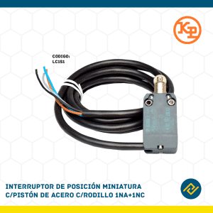 INTERRUPTOR DE POSICION MINIATURA C/PISTON DE ACERO C/RODILLO 1NA+1NC CODIGO: LC1S1