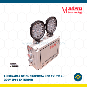 LUMINARIA DE EMERGENCIA LED 2X18W 4H 220V IP65 EXTERIOR CODIGO: LH0L21804