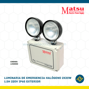 LUMINARIA DE EMERGENCIA HALOGENO 2X20W 1.5H 220V IP65 EXTERIOR CODIGO: LH22002