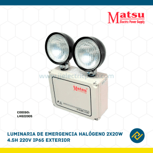 LUMINARIA DE EMERGENCIA HALOGENO 2X20W 4.5H 220V IP65 EXTERIOR CODIGO: LHG22005