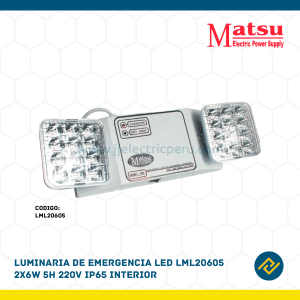 LUMINARIA DE EMERGENCIA LED 2X6W 5H 220V IP65 INTERIOR CODIGO: LML20605