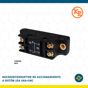 MICROINTERRUPTOR DE ACCIONAMIENTO A BOTON 15A 1NA+1NC CODIGO: MFA