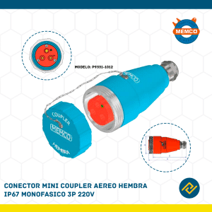 CONECTOR MINI COUPLER AEREO HEMBRA IP67 MONOFASICO 3P 220V MODELO: P9331-1012