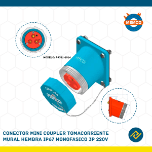 CONECTOR MINI COUPLER TOMACORRIENTE MURAL HEMBRA IP67 MONOFASICO 3P 220V MODELO: 9331-1014