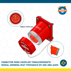 CONECTOR MINI COUPLER TOMACORRIENTE MURAL HEMBRA IP67 TRIFASICO 5P 220-380-440V MODELO: P9335-1014