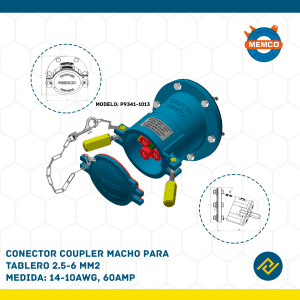 CONECTOR COUPLER MACHO PARA TABLERO 2,5-6 MM2 14-10AWG, 60AMP MODELO: P9341-1013
