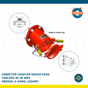 CONECTOR COUPLER MACHO PARA TABLERO 25-35 MM2 4-2AWG, 160AMP MODELO: P9345-1021