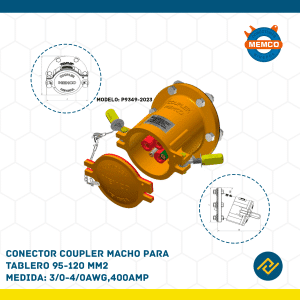 CONECTOR COUPLER MACHO PARA TABLERO 95-120 MM2 3/0-4/0AWG, 400AMP MODELO: P9349-2023
