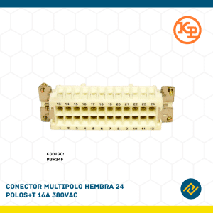 CONECTOR MULTIPOLO HEMBRA 24 POLOS+T 16A 380VAC CODIGO: PBH24F