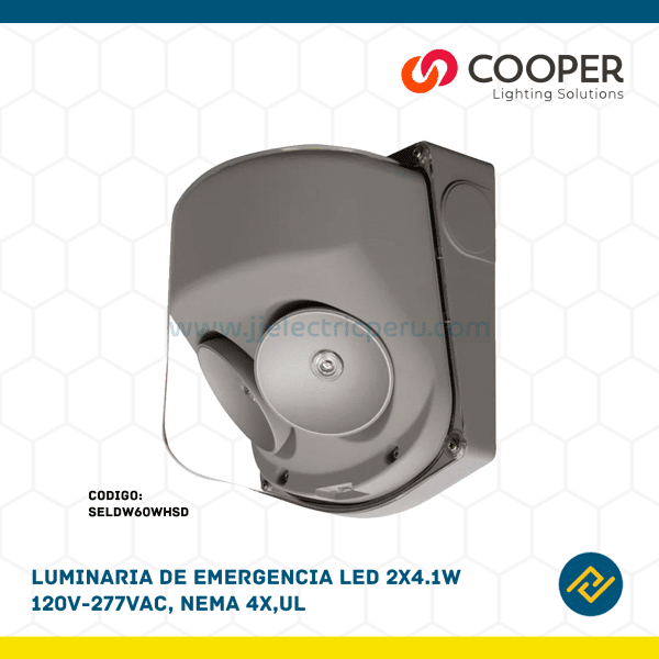LUMINARIA DE EMERGENCIA LED 2X4.1W 120V-277VAC, NEMA 4X, UL CODIGO: SELDW60WHSD