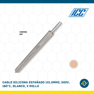 CABLE SILICONA ESTAÑADO 1X1.5MM2, 500V, 180°C, BLANCO X ROLLO