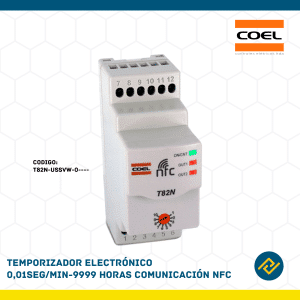 TEMPORIZADOR ELECTRONICO 0.01SEG/MIN-9999 HORAS COMUNICACION NFC CODIGO: T82N-USSVW-0----