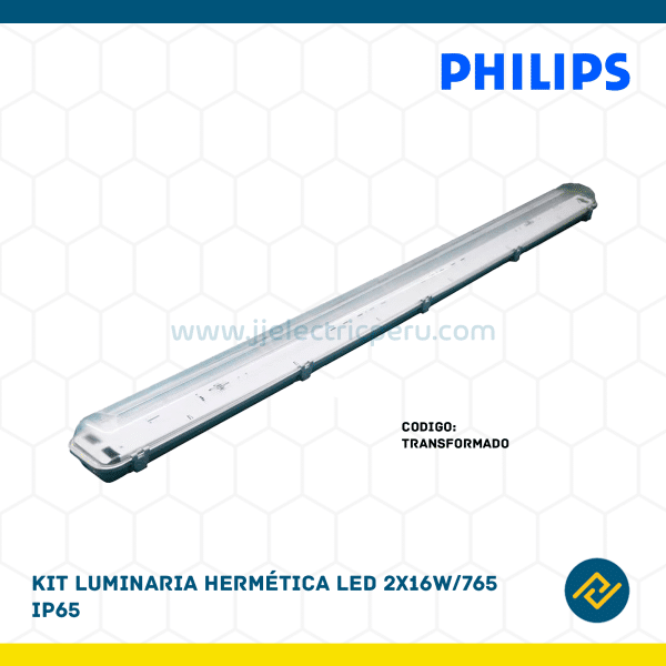 KIT LUMINARIA HERMETICA LED 2X16W/765 IP65 CODIGO: TRANSFORMADO
