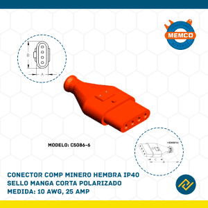 CONECTOR COMP MINERO HEMBRA IP40 SELLO MANGA CORTA POLARIZADO 10AWG, 25AMP MODELO: C5086-6