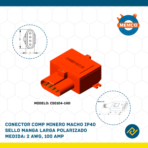 CONECTOR COMP MINERO MACHO IP40 SELLO MANGA LARGA POLARIZADO 2AWG, 100AMP