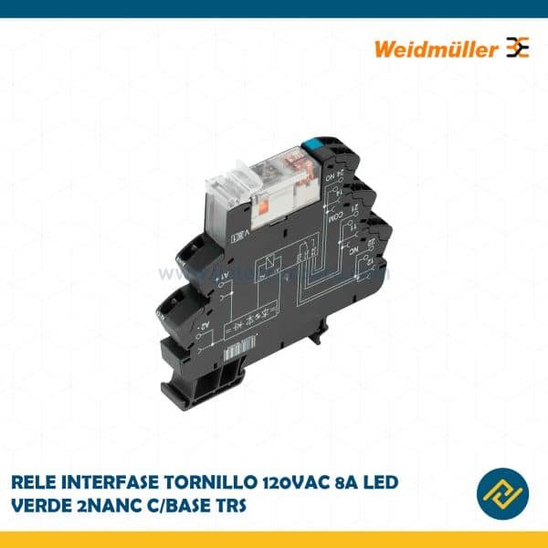 RELE INTERFASE TORNILLO 120VAC 8A LED VERDE 2NANC C/BASE TRS CODIGO: 1123530000