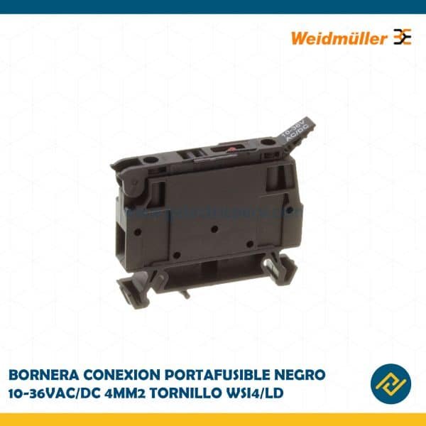 BORNERA CONEXION PORTAFUSIBLE NEGRO 10-36VAC/DC 4MM2 TORNILLO WSI4/LD CODIGO: 1886590000