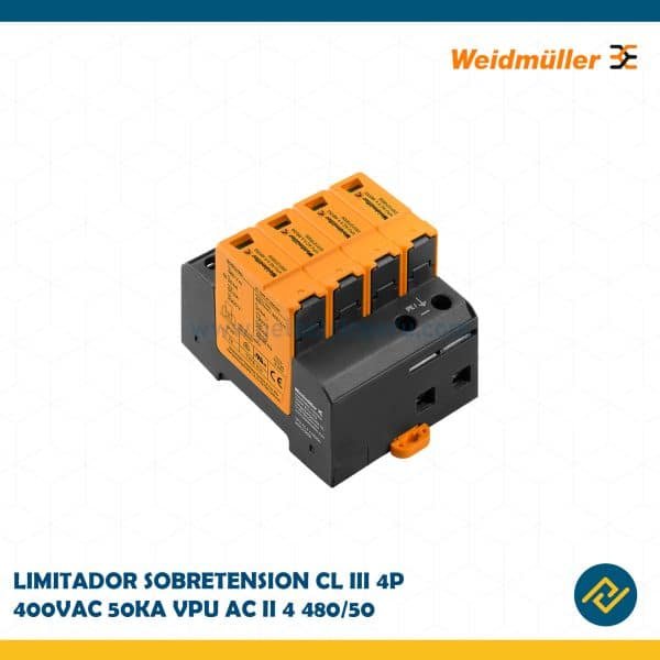 LIMITADOR SOBRETENSION CL III 4P 400VAC 50KA VPU AC II 4 480/50 CODIGO: 2591270000
