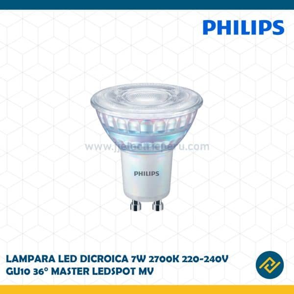 LAMPARA LED DICROICA 7W 2700K 220-240V GU10 36° MASTER LEDSPOT MV CODIGO: 929002059522