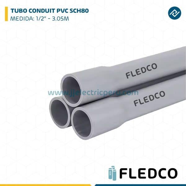 TUBO CONDUIT PVC SCH80 1/2" X 3.05M FLEDCO