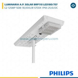 LUMINARIA A.P. SOLAR BRP110 LED180/757 G2 125WP 92W 18,000LM 5700KIP65 25.6VDC PHILIPS