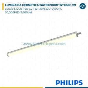 LUMINARIA HERMETICA WATERPROOF WT068C CW LED36 L1200 33W 220-240VAC 3,600LM PHILIPS
