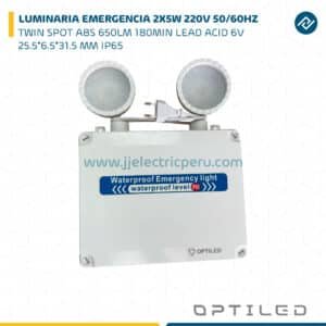 LUMINARIA EMERGENCIA 2X5W 220V 50/60HZ 650LM 180MIN LEAD ACID 6V 25.5*6.5*31.5 MM IP65 OPTILED