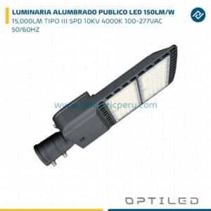 LUMINARIA ALUMBRADO PUBLICO LED 150LM/W 15,000LM TIPO III SPD 10KV 4000K 100-277VAC 50/60HZ OPTILED